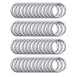 Pack of 50 Round Carabiner Keyrings, 23.5 mm Key Ring, Spring O Rings, Split Ring, Press Stud Clip for Key Ring, Bag, Purse, Accessories Snap Hook (50, Silver)