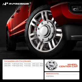 A-Premium Wheel Center Hub Cap Cover with 10-Lug Wheel Compatible with Ford F-450 Super Duty 2005-2016, F-550 Super Duty 2005-2016, Front Side, RWD