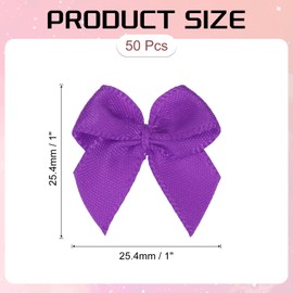 PATIKIL 1 Inch Mini Ribbon Bow 50 Pcs Satin Fabric Ribbon Flower Bows Appliques for DIY Craft Sewing Wedding Party Decoration, Violet Purple