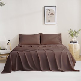 MCO Bedding Full Bed Sheets Set - Soft Bed Sheets - Cooling Breathable Bedding Set with 16" Deep Pocket (4 Pieces, Full, Chocolate Brown)