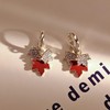 Maple Leaf Earrings for Women Autumn Thanksgiving Earrings Red Crystal