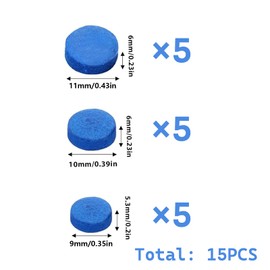 Yeanifeana 15PCS Premium Pool Billiard Cue Tips Replacement Kit, 9mm/10mm/11mm Leather Tips for Pool Cues & Snooker Accessories