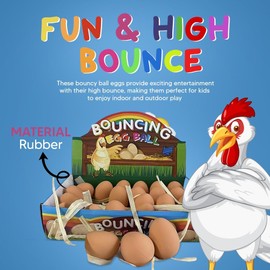 ASPIRE UK 6 Pack Bouncy Balls Eggs for Kids Party Bags Brown Colour | Safe Rubber Bounce Balls for Children | Fun Toy Ideal for Birthday Gifts, Party Favors, Classroom Rewards & Playtime Activities