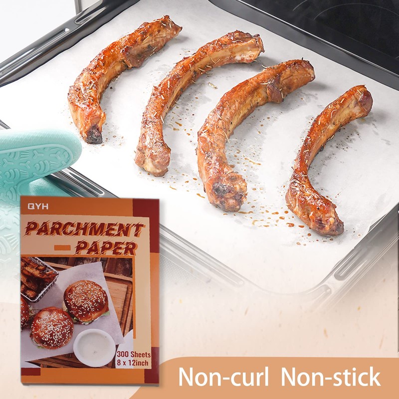 QYH Parchment Paper Baking Sheets 300 Pieces 8x12 Inch Non-Stick