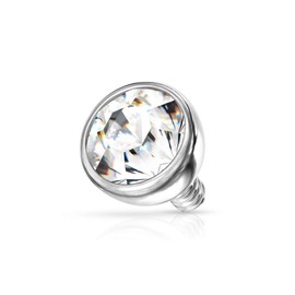 Paula & Fritz® Dermal Anchor Attachment Crystal Various Colours Sizes and Thicknesses 316L Surgical Steel Skin Anchor Skin Diver Implant Ball, Stainless Steel, Crystal