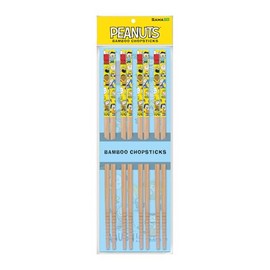 GAMAGO Peanuts Cast Bamboo Chopsticks Set – 4 Pair of Adorably Cute Reusable Chop-Sticks - Easy Grip, Lightweight, Durable, 9.25 Inches