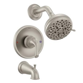Moen 82115SRN Idora Single-Handle Posi-Temp Tub and Shower Faucet with Valve Included, Spot Resist Brushed Nickel, Pressure-Balancing Shower System with Showerhead and Tub Spout