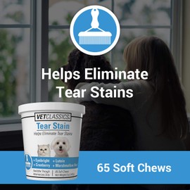 Vet Classics Tear Stain Supplements for Dogs, Cats – Helps to Prevent and Eliminate Tear Stains for Dog, Cat Breeds – Pet Supplement, Pet Immune Support – 65 Soft Chews