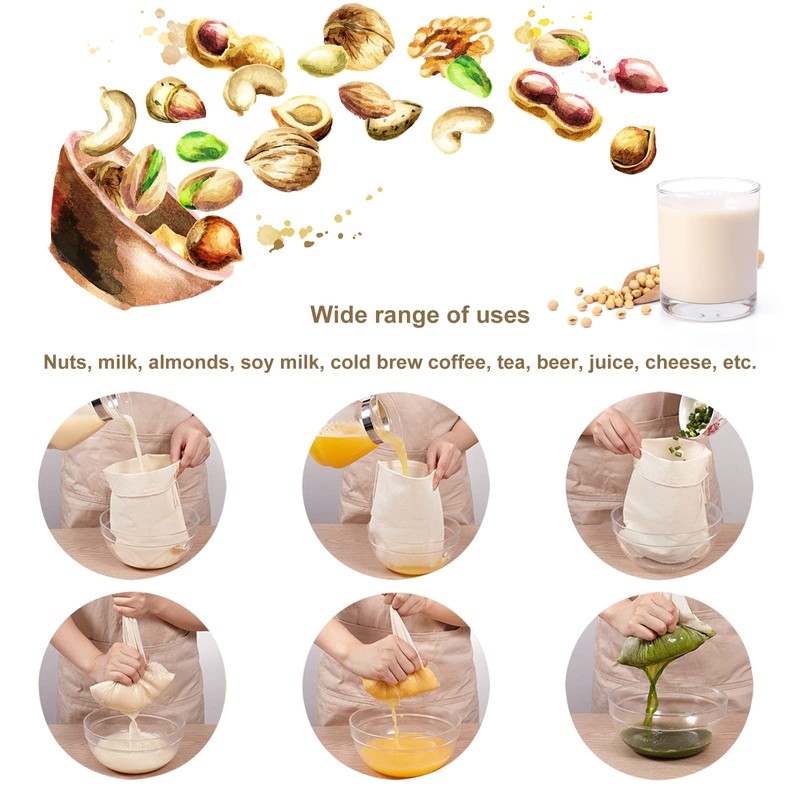 FTONOM5 2 Pack Large Cheese Cloth Bags for Straining -
