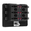 6 Way Circuit Blade Fuse Box Block Holder With LED