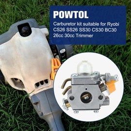 Powtol SS30 CS30 Carburetor fits Homelite Ryobi BC30 CS26 SS26 TP30 25cc 30cc String Trimmer Brushcutter Replace 308054013 308054003 C1U-H60 985624001 985308001 3074504
