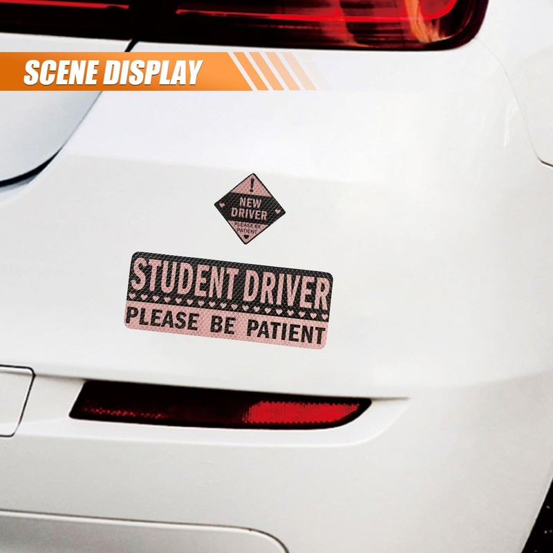 5PCS Non-Magnetic Student Driver Stickers – Reflective New Driver Sticker