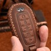 ontto 4-Button Leather Key Fob Cover Car Key Holder for