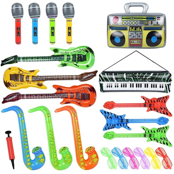 LATERN 22Pcs Inflatable Musical Instruments, Inflatable Rock Star Guitars Saxophones