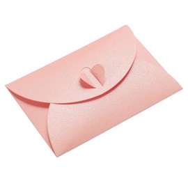 PATIKIL Mini Envelopes, 50 Pack Heart Clasp Tiny Items Storage Cute Present Card Holder for Wedding Greeting Party, Pink