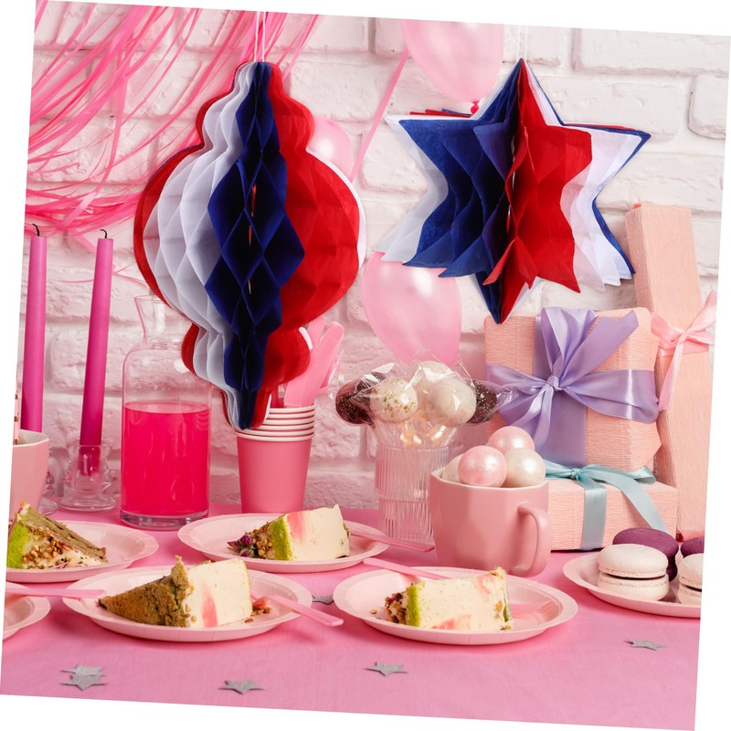 iplusmile 4pcs Independence Day Honeycomb Ornaments Patriotic Decorations for July