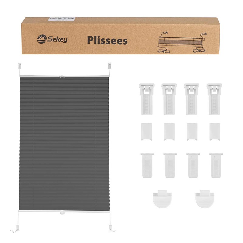 Sekey Pleated Blind, No Drilling Blackout, Window Pleated Blind Klemmfix
