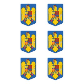 6 x 50mm Romania RO Coat of Arms Stickers for Car, Laptop and More