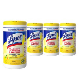 Lysol Disinfectant Wipes, Multi-Surface Antibacterial Cleaning Wipes, For Disinfecting and Cleaning, Lemon and Lime Blossom, 80 Count (Pack of 4)