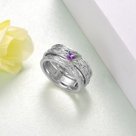 Cujiesp Hummingbird Ring 925 Sterling Silver Spinner Fidget Anxiety Relieve Worry Stress Relieving Boredom Bird Ring Animal Jewelry Gift Decor for Women, Sterling Silver, No Gemstone