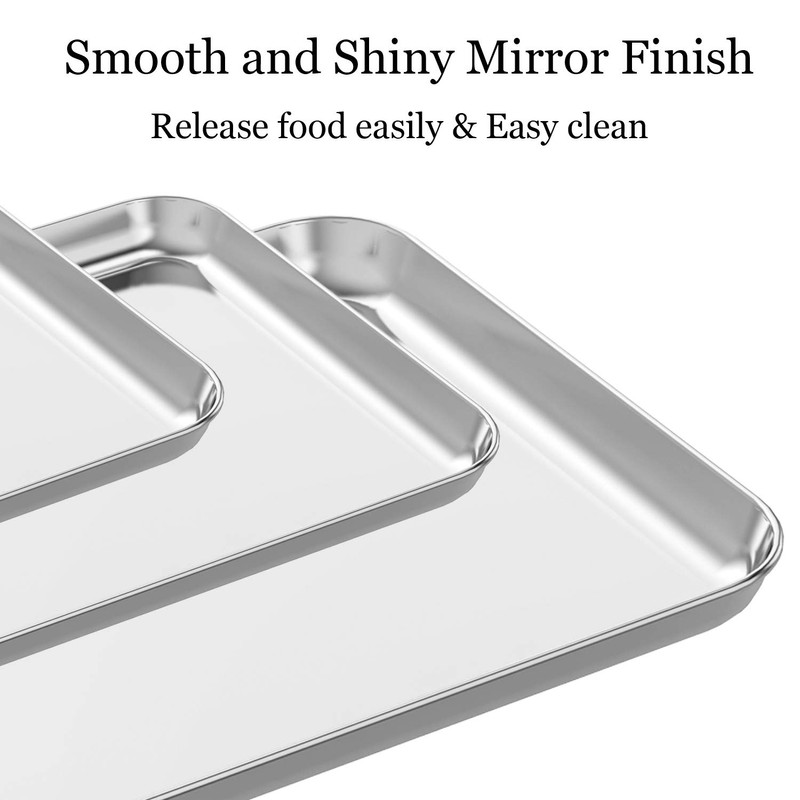 Wildone Baking Sheet Set of 3, Stainless Steel Cookie Sheet
