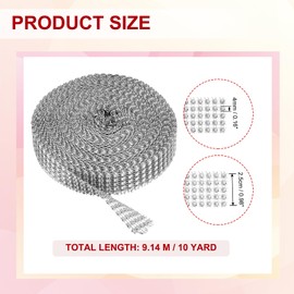 PATIKIL 1"x10 Yards Crystal Rhinestones Mesh Ribbon, 4mm Diamond Ribbon Bling Wrap Rhinestone Strips for Crafts Wedding Party DIY Decoration Jewelry Making, Silver