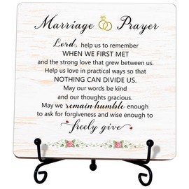 Marriage Prayer Plaque (5"x5"), Anniversary Wedding Gifts for Couple, Christian Religious Home Décor Saying, Wedding Sign (4 Options)