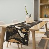 Crane Table Runner, Vintage Luxury Black Golden Asian Japanese Abstract