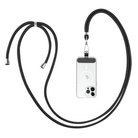 WOOZ 2 PACK Phone Lanyard Strap with Patch, Adjustable Nylon Neck Strap Necklace Phone Compatible with Most Smartphones Black+Black