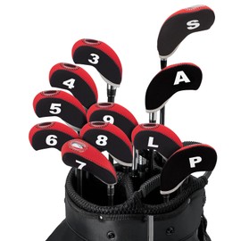 WELSPO 11pcs/Set Golf Covers, Transparent Window and Number Print on Both Sides of Golf Club Head Covers, Neoprene Iron Headcover Set, Golf Club Head Cover Wedge Protective