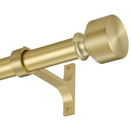 Brass Curtain Rods 72 to 144 Inch, Telescoping Drapery Rod With Cap End, 1 Inch Diameter Heavy Duty, Decorative Single Window Treatment, Adjustable