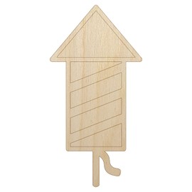Rocket Fireworks Patriotic Unfinished Wood Shape Piece Cutout for DIY Craft Projects - 1/4 Inch Thick - 6.25 Inch Size
