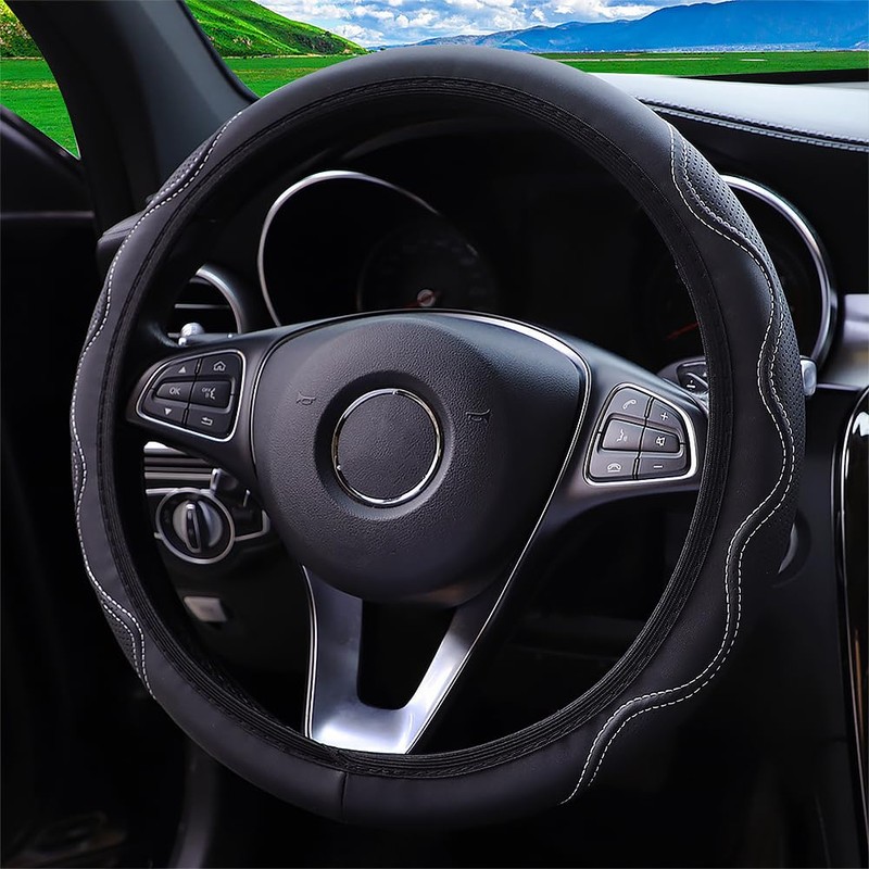 Muamos Elastic Stretch Steering Wheel Cover Universal 15 inch Steering