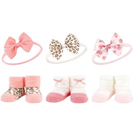Hudson Baby Baby Girls' Headband and Socks Giftset, Blush Rose, One Size