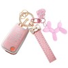 Key fob Cover with Keychain keyshell Ring case, Pink, for