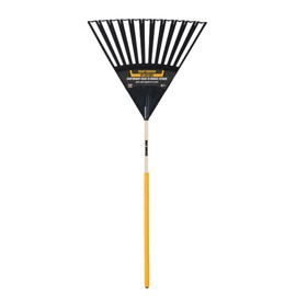 True Temper 2914912 Clog Free Poly Leaf Rake with 48 in. Hardwood Handle with Cushion Grip, 24 Inch, Brown