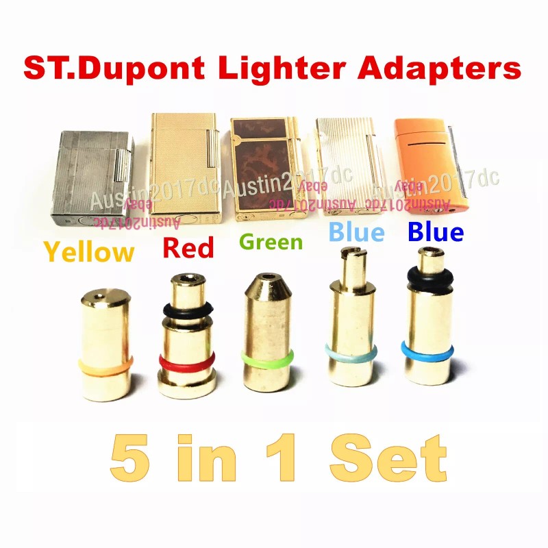 Dupont Lighter Gas Refill Adapters 5 in 1 set Yellow/Red/Green/blue