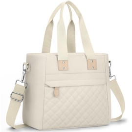 Insulated Lunch Box for Women & Men - Large Thermal Lunch Bag Women with Removable Shoulder Strap, Reusable Lunch Cooler Tote Bags Purse for Adults Work, Picnic, Hiking, Beach, Travel, Large, White