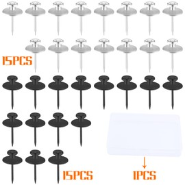 30pcs Double Head Pushpins Thumb Tacks Zinc Alloy Flat Thumbtacks Decorative Push Pins Office Desk Accessories for Cork Board Bulletin Boards Paper Map Photo Wall, 2 Colors