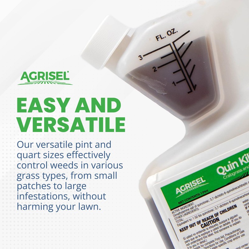 Agrisel QuinKill Max Weed Killer, Post-Emergent, Targets Tough Weeds, Lawn-Friendly,