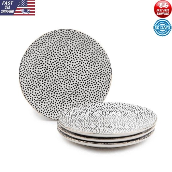 Unbranded Stoneware Salad Plates Round 4 Pack Dishwasher Microwave Safe