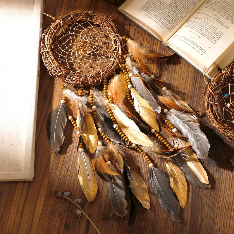 Dream Catcher Native American Boho Dreamcatcher Rattan Wall Decor, Handmade