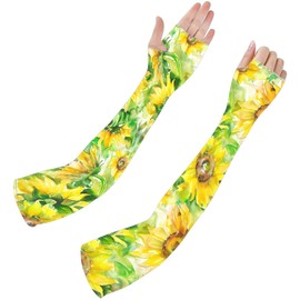 EXXBYELI Gardening Sleeves for Women Farmers Sun Protection Thorn Proof Cooling Arm Sleeves to Cover Arms for Garden Outdoor Sports(yellow sunflower)