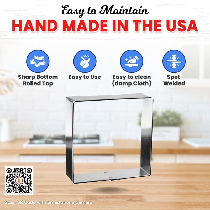 Foose Brand Square Cookie Cutter 4 in, Tin Plate Steel,