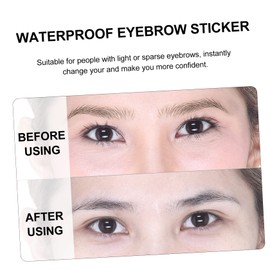 IWOWHERO 8pcs Eyebrow Stickers Realistic Fake Eyebrows for Sparse Hair Transfer Application for Makeup and Beauty Bloggers Black Brown Options