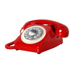 Benotek Corded Red Retro Telephone for Home Office, Classic Old Fashion Landline Phone, Wired Antique Decorative Desktop Phones Gift for Family