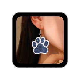 Iaceble Acrylic Paw Print Earrings Silver Blue Paw Dangle Earrings Cute Cat Dog Paw Earrings Large Puppy Paw Drop Earrings Animal Paw Earrings Jewelry for Women
