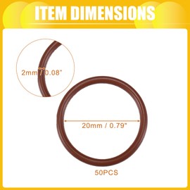 INFINAUTO O Ring Seal Gasket, 20mm ID x 2mm CS for Cars Trucks SUVs Trailers Orings Seal Washer Replacement Automotive Faucet Repair Brown, 50 Pcs