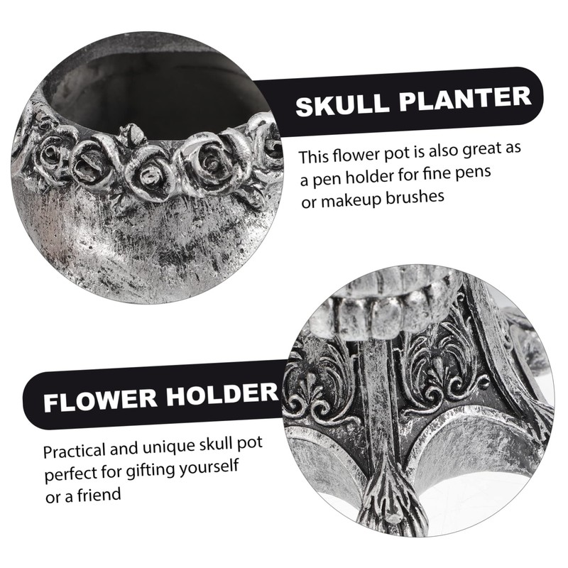 CAXUSD Skull Shaped Planter Pot Holder for Cacti Dried Flowers