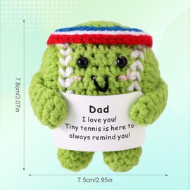 Positive Tennis Ball, Inspirational Tennis Ball Cute Funny Emotional Knitted Support Doll Crochet Toy with Positive Card for Sports Lover Friends Party Decorations, I Love You Dad Gifts